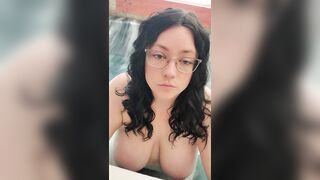 Cute admin girl in the hot tub, big titties